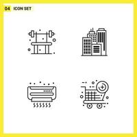 Pack of 4 Modern Filledline Flat Colors Signs and Symbols for Web Print Media such as bench conditioner gym office black friday Editable Vector Design Elements