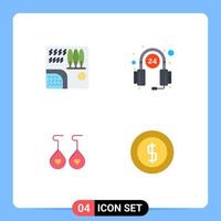 Group of 4 Flat Icons Signs and Symbols for forest earing river help heart Editable Vector Design Elements