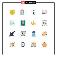 Flat Color Pack of 16 Universal Symbols of travel letter drink story novel Editable Pack of Creative Vector Design Elements