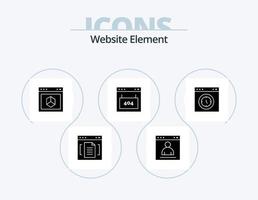 Website Element Glyph Icon Pack 5 Icon Design. interface. browser. page. site. element vector