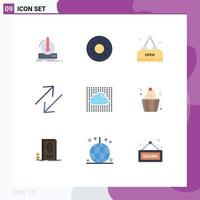 Group of 9 Flat Colors Signs and Symbols for secure data food cloud change Editable Vector Design Elements