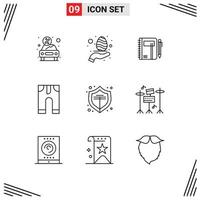 9 User Interface Outline Pack of modern Signs and Symbols of clothes sketch care pen notepad Editable Vector Design Elements