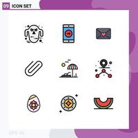 9 Creative Icons Modern Signs and Symbols of tree beach mail paper binder Editable Vector Design Elements