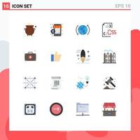 User Interface Pack of 16 Basic Flat Colors of development css store coding internet Editable Pack of Creative Vector Design Elements