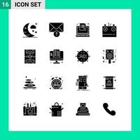 Universal Icon Symbols Group of 16 Modern Solid Glyphs of game energy online electricity charge Editable Vector Design Elements