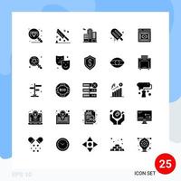 Modern Set of 25 Solid Glyphs and symbols such as visibility eye building usa cream Editable Vector Design Elements