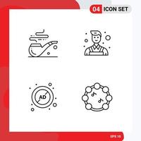 Universal Icon Symbols Group of 4 Modern Filledline Flat Colors of pipe block decorator ad music Editable Vector Design Elements