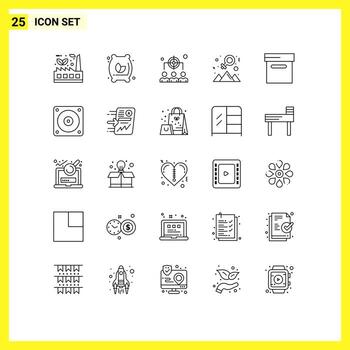 User Interface Pack of 25 Basic Lines of archive outstanding food happy management Editable Vector Design Elements