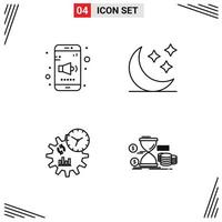 Group of 4 Filledline Flat Colors Signs and Symbols for app engineering volume stars process Editable Vector Design Elements