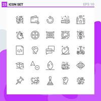 25 Universal Lines Set for Web and Mobile Applications money box refresh projector device Editable Vector Design Elements