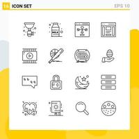 Set of 16 Vector Outlines on Grid for sidebar left coding interface programming Editable Vector Design Elements