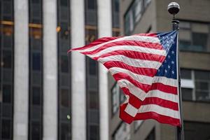 usa flag in new york trump tower building photo