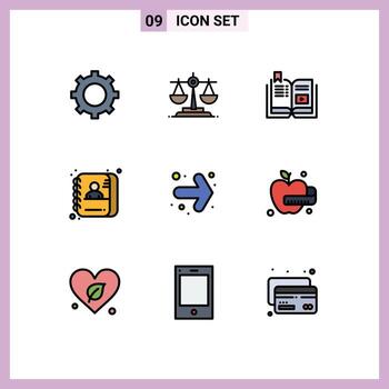 9 Filledline Flat Color concept for Websites Mobile and Apps right arrow tutorial id employee Editable Vector Design Elements