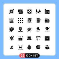 25 Universal Solid Glyph Signs Symbols of folder business cross bone trees forest Editable Vector Design Elements