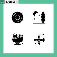 Editable Vector Line Pack of Simple Solid Glyphs of devices food turntable night summer Editable Vector Design Elements