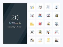 20 Accounting And Finance Flat Color icon for presentation vector