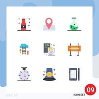 conjunto de 9 iconos modernos de la interfaz de usuario signos de símbolos para el servidor de procesos descarga de datos del matraz hirviendo elementos de diseño vectorial editables vector