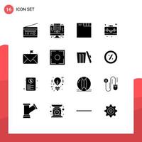 Solid Glyph Pack of 16 Universal Symbols of email communication server case bag Editable Vector Design Elements