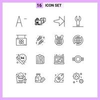 Outline Pack of 16 Universal Symbols of sign hanging end halloween tool Editable Vector Design Elements