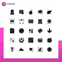 Pack of 25 Modern Solid Glyphs Signs and Symbols for Web Print Media such as energy explosion event ddos boom Editable Vector Design Elements