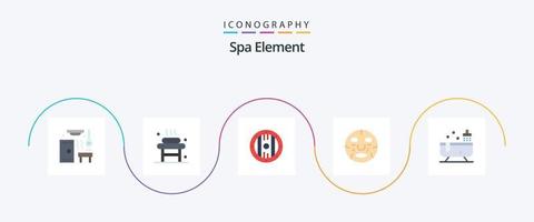 Spa Element Flat 5 Icon Pack Including wellness. face. wellness. cosmetics. spa vector