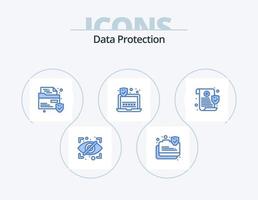 Data Protection Blue Icon Pack 5 Icon Design. security. data. file. medical. security vector