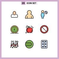 paquete de iconos de vector de stock de 9 signos y símbolos de línea para elementos básicos de diseño de vector editable de oficina de fruta de perfil de acción de gracias