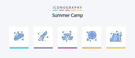 Summer Camp Blue 5 Icon Pack Including . outdoor. camping. camping. cooking. Creative Icons Design vector