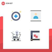Modern Set of 4 Flat Icons and symbols such as hospital shopping human photo idea Editable Vector Design Elements