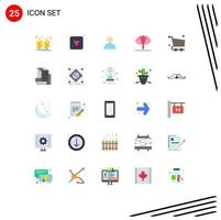 25 iconos creativos, signos y símbolos modernos de cesta, caja, contactos, carrito, flor de primavera, elementos de diseño vectorial editables vector