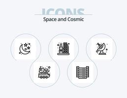 paquete de iconos de línea espacial 5 diseño de iconos. . espacio. lanzadera. satélite. estrella vector