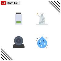 Pack of 4 Modern Flat Icons Signs and Symbols for Web Print Media such as battery computers status of gadget Editable Vector Design Elements