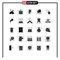Mobile Interface Solid Glyph Set of 25 Pictograms of up party ecology night balloon Editable Vector Design Elements