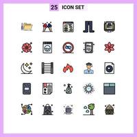 Mobile Interface Filled line Flat Color Set of 25 Pictograms of website taxi american tights baby Editable Vector Design Elements