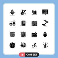 Universal Icon Symbols Group of 16 Modern Solid Glyphs of e commerce education box preparation Editable Vector Design Elements