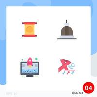 Set of 4 Modern UI Icons Symbols Signs for scroll entrepreneur chinese building startup Editable Vector Design Elements