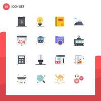 16 Flat Color concept for Websites Mobile and Apps rail error education computer mountain Editable Pack of Creative Vector Design Elements