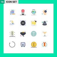 Mobile Interface Flat Color Set of 16 Pictograms of ship wifi signal education mind connect Editable Pack of Creative Vector Design Elements