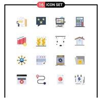 Set of 16 Modern UI Icons Symbols Signs for chart calculator rate studio design Editable Pack of Creative Vector Design Elements