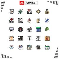 Set of 25 Modern UI Icons Symbols Signs for study lock dollar sun beach Editable Vector Design Elements