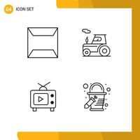 Modern Set of 4 Filledline Flat Colors Pictograph of documents play car truck bucket Editable Vector Design Elements