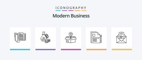 Modern Business Line 5 Icon Pack Including building. business. corresponding. bank. planning. Creative Icons Design vector