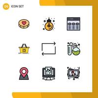 Universal Icon Symbols Group of 9 Modern Filledline Flat Colors of shopping add to cart office cart image Editable Vector Design Elements