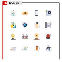 Universal Icon Symbols Group of 16 Modern Flat Colors of box programming mobile process develop Editable Pack of Creative Vector Design Elements