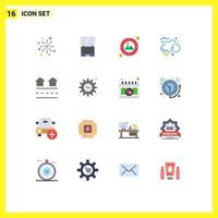 Group of 16 Flat Colors Signs and Symbols for donation crowd funding monitor target focus Editable Pack of Creative Vector Design Elements