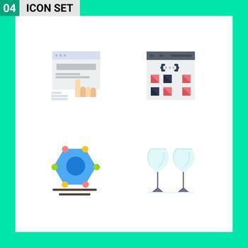 paquete de iconos de vector de stock de 4 signos y símbolos de línea para elementos de diseño de vector editables de red de codificación web de interfaz de clic