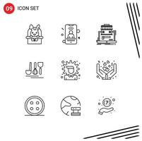 9 Universal Outline Signs Symbols of economy service business hotel online market Editable Vector Design Elements
