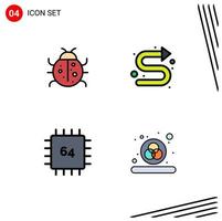 4 Creative Icons Modern Signs and Symbols of cute chip nature directional devices Editable Vector Design Elements