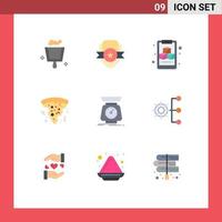 Group of 9 Flat Colors Signs and Symbols for scales mass clipboard implementation food Editable Vector Design Elements