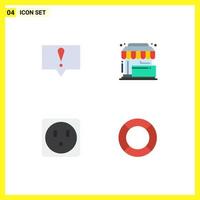 4 Creative Icons Modern Signs and Symbols of alert socket purchase store essential Editable Vector Design Elements